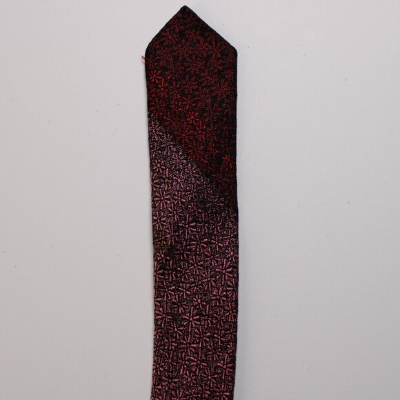 Wembley Mens Tie Red Foulard Diagonal Stripe Embroidered Vintage Classic Necktie - Picture 5 of 10